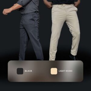 New Premium Stretchable Export Quality Branded Formal Plant. ( 2 Piece Combo ) ( Light Khaki+ Black )