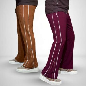2 Pcs Leg Zipper Bootcut Jogger Combo (Orange Rust + Maroon Flare)